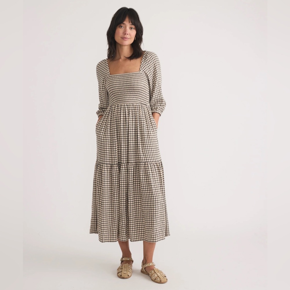 Marine Layer Checkered Long Sleeve Dress